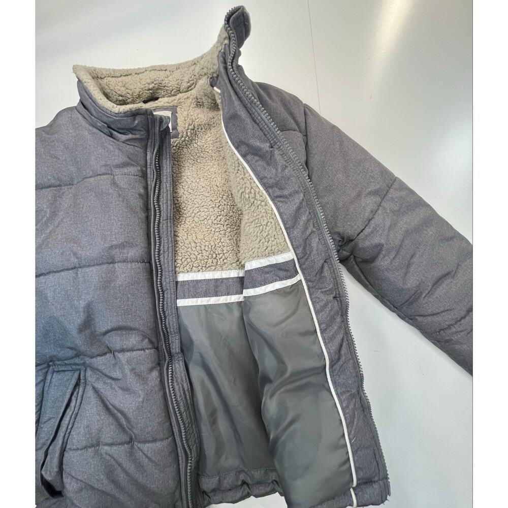London Fog Supply Boys L 14-16 Gray Sherpa Lined Hooded Puffer Winter Jacket - Picture 10 of 12